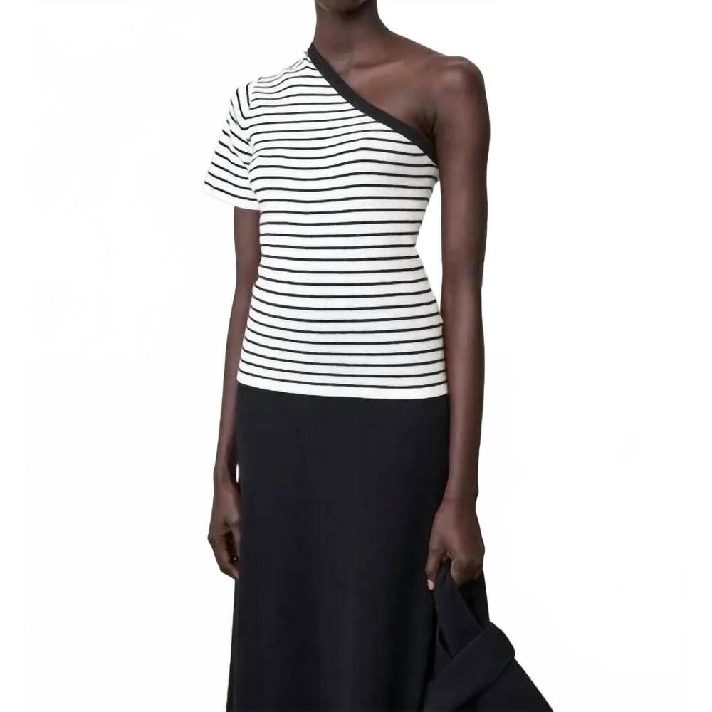 NEW LISA YANG mirana stripes top in noir